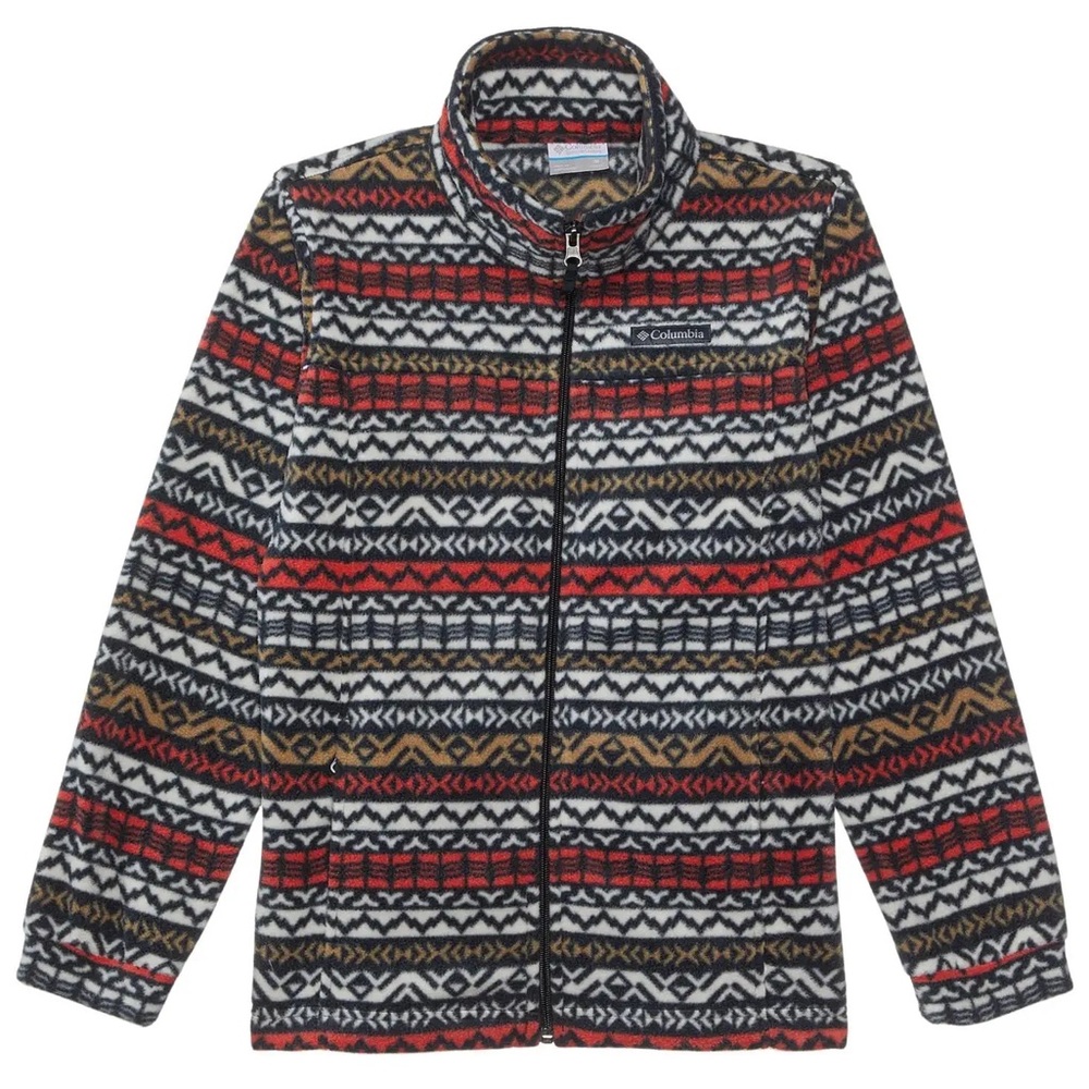 Columbia Kids Zing III Fleece Jacket Zip Up Aztec Tribal Print Black Madras